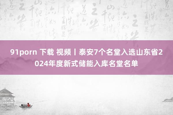 91porn 下载 视频丨泰安7个名堂入选山东省2024年度新式储能入库名堂名单