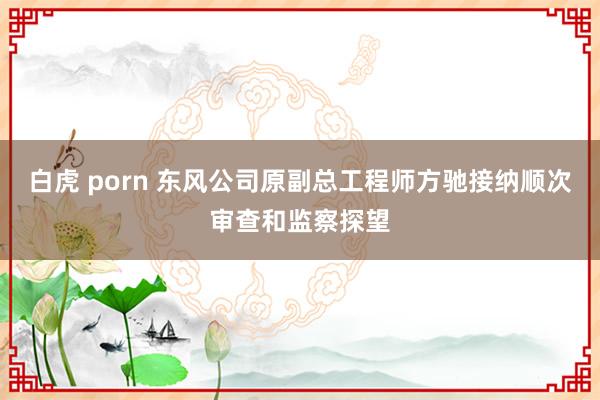 白虎 porn 东风公司原副总工程师方驰接纳顺次审查和监察探望