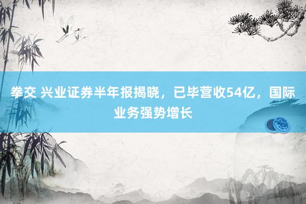 拳交 兴业证券半年报揭晓，已毕营收54亿，国际业务强势增长