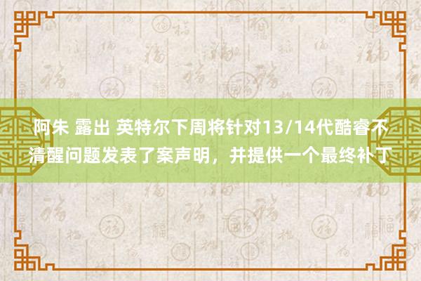 阿朱 露出 英特尔下周将针对13/14代酷睿不清醒问题发表了案声明，并提供一个最终补丁