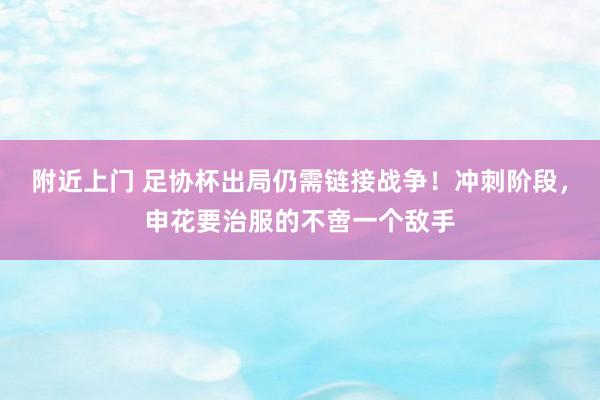 附近上门 足协杯出局仍需链接战争！冲刺阶段，申花要治服的不啻一个敌手