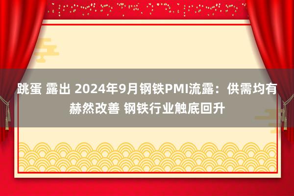 跳蛋 露出 2024年9月钢铁PMI流露：供需均有赫然改善 钢铁行业触底回升