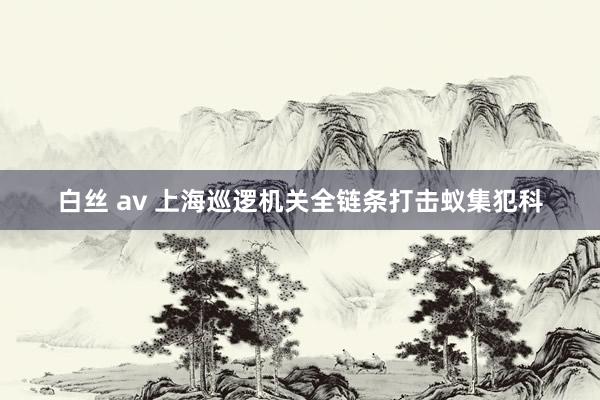 白丝 av 上海巡逻机关全链条打击蚁集犯科