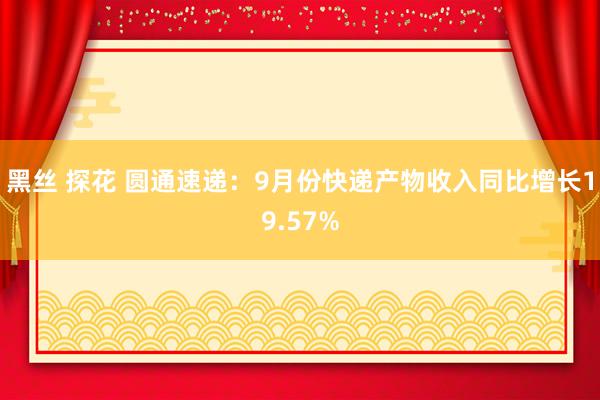 黑丝 探花 圆通速递：9月份快递产物收入同比增长19.57%