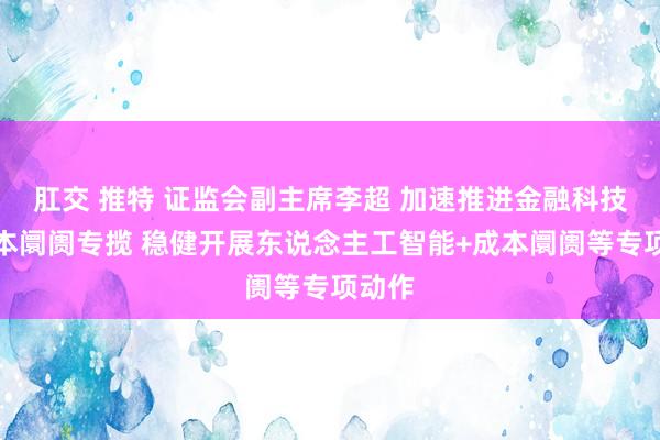 肛交 推特 证监会副主席李超 加速推进金融科技在成本阛阓专揽 稳健开展东说念主工智能+成本阛阓等专项动作