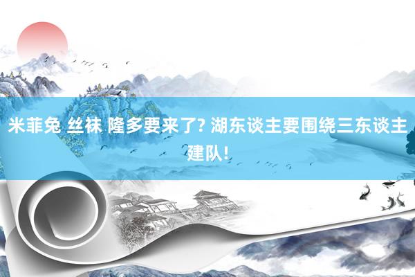 米菲兔 丝袜 隆多要来了? 湖东谈主要围绕三东谈主建队!