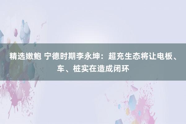 精选嫩鲍 宁德时期李永坤：超充生态将让电板、车、桩实在造成闭环