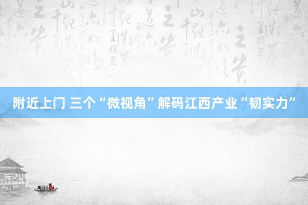 附近上门 三个“微视角”解码江西产业“韧实力”