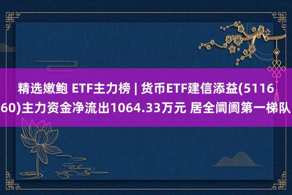 精选嫩鲍 ETF主力榜 | 货币ETF建信添益(511660)主力资金净流出1064.33万元 居全阛阓第一梯队