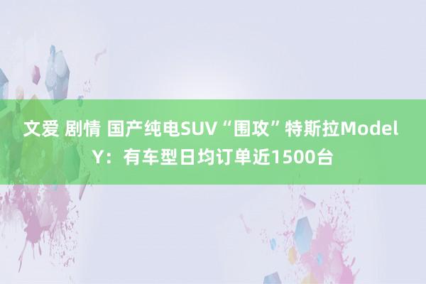 文爱 剧情 国产纯电SUV“围攻”特斯拉Model Y：有车型日均订单近1500台