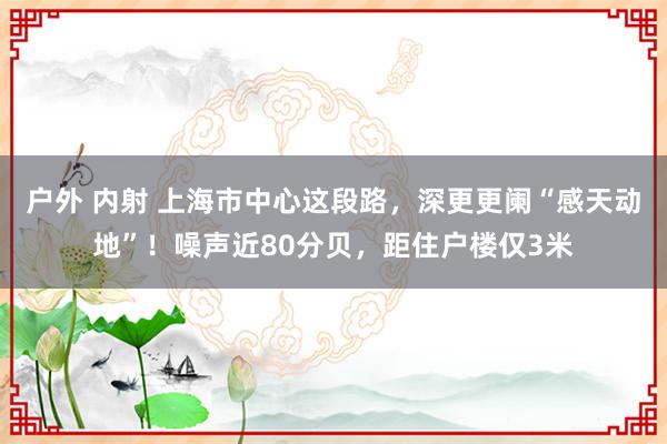 户外 内射 上海市中心这段路，深更更阑“感天动地”！噪声近80分贝，距住户楼仅3米