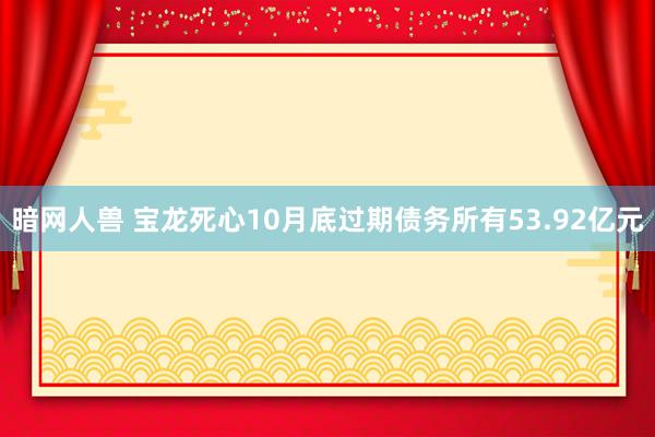 暗网人兽 宝龙死心10月底过期债务所有53.92亿元