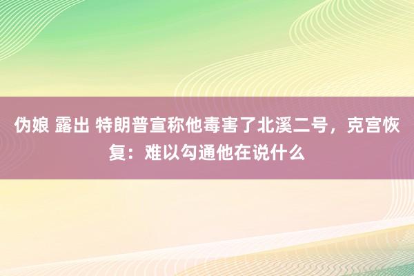 伪娘 露出 特朗普宣称他毒害了北溪二号，克宫恢复：难以勾通他在说什么