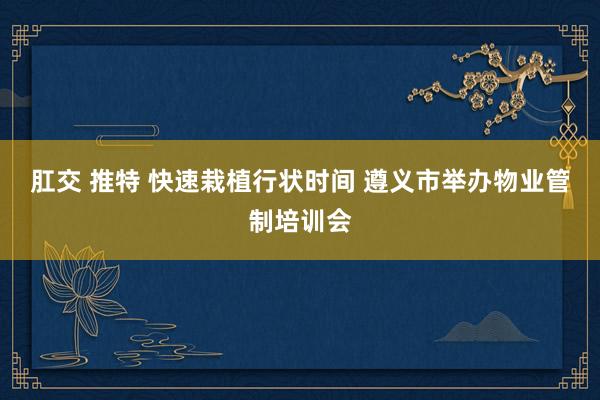 肛交 推特 快速栽植行状时间 遵义市举办物业管制培训会