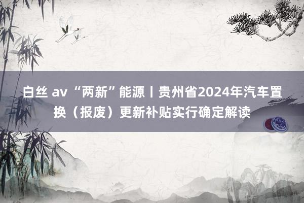 白丝 av “两新”能源丨贵州省2024年汽车置换（报废）更新补贴实行确定解读