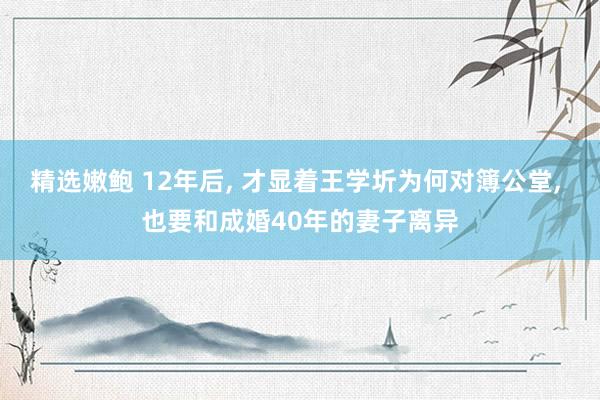 精选嫩鲍 12年后， 才显着王学圻为何对簿公堂， 也要和成婚40年的妻子离异