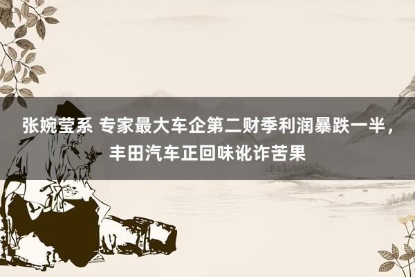 张婉莹系 专家最大车企第二财季利润暴跌一半，丰田汽车正回味讹诈苦果