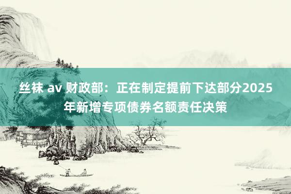 丝袜 av 财政部：正在制定提前下达部分2025年新增专项债券名额责任决策