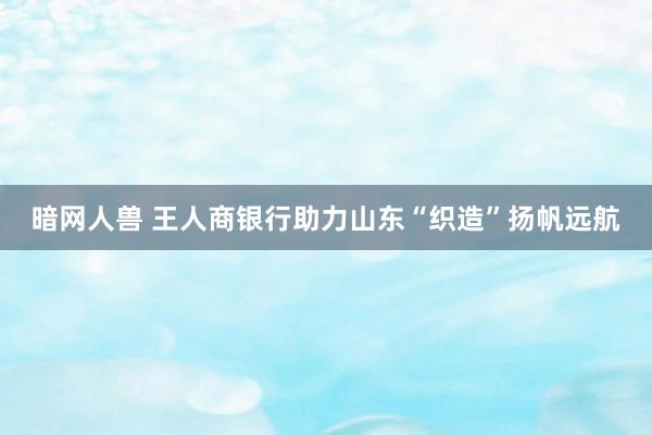 暗网人兽 王人商银行助力山东“织造”扬帆远航