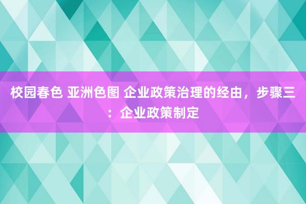 校园春色 亚洲色图 企业政策治理的经由，步骤三：企业政策制定