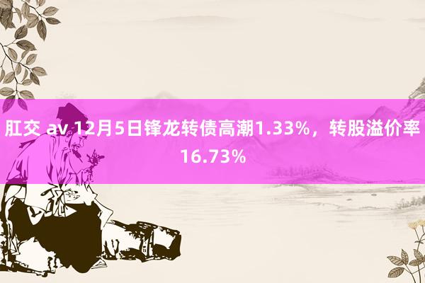 肛交 av 12月5日锋龙转债高潮1.33%，转股溢价率16.73%