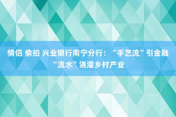 情侣 偷拍 兴业银行南宁分行：“手艺流”引金融“流水”浇灌乡村产业