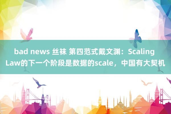 bad news 丝袜 第四范式戴文渊：Scaling Law的下一个阶段是数据的scale，中国有大契机