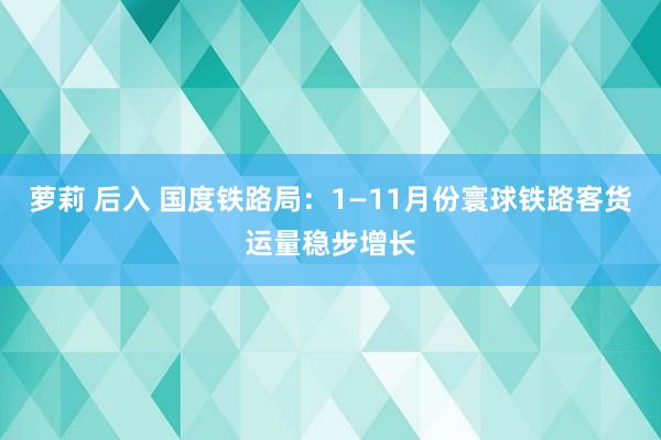 萝莉 后入 国度铁路局：1—11月份寰球铁路客货运量稳步增长