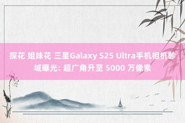 探花 姐妹花 三星Galaxy S25 Ultra手机相机畛域曝光: 超广角升至 5000 万像素