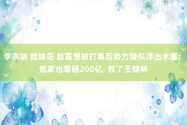 李宗瑞 姐妹花 赵露想被打幕后势力疑似浮出水面: 他家也曾砸200亿， 救了王健林