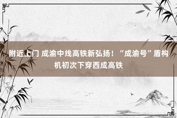 附近上门 成渝中线高铁新弘扬！“成渝号”盾构机初次下穿西成高铁