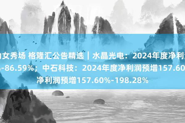 幼女秀场 格隆汇公告精选︱水晶光电：2024年度净利润预增66.60%-86.59%；中石科技：2024年度净利润预增157.60%-198.28%