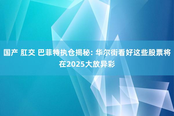 国产 肛交 巴菲特执仓揭秘: 华尔街看好这些股票将在2025大放异彩