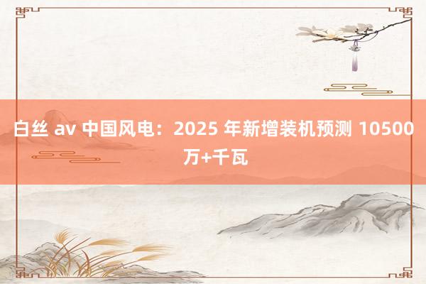 白丝 av 中国风电：2025 年新增装机预测 10500 万+千瓦